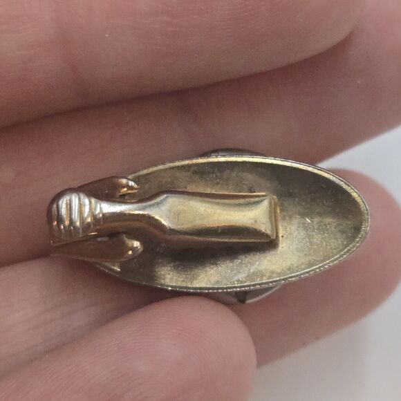 Vintage Rare X-15 Airplane Intaglio Glass Carved Gold Tone Tie Clip Plane - Picture 3 of 4